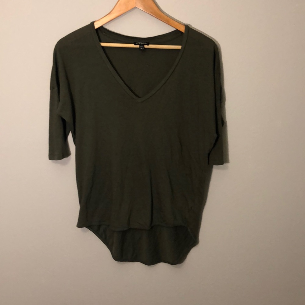 Forest green long sleeve high low shirt